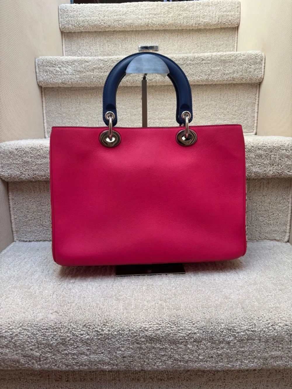 Christian Dior Diorissimo Tote in Hot Pink, Royal Blue & Python Pre-Owned